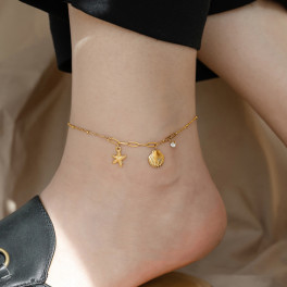Starfish Shell Charm Anklet